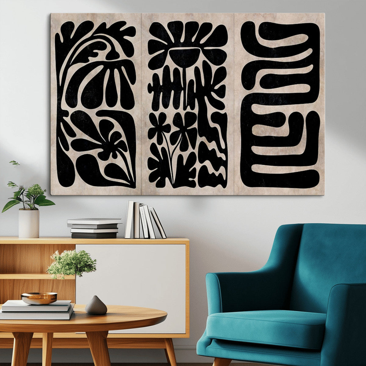 Canvas Print Wall Art Abstract Art Boho, Framed Boho Art