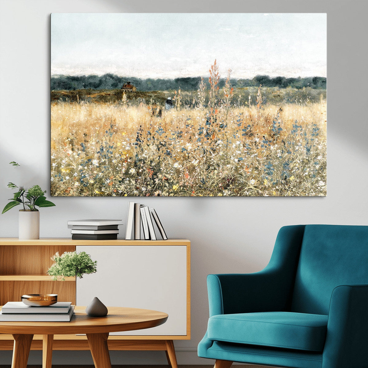 Wildflower Field Wall Art Canvas | Nature-Inspired Landscape