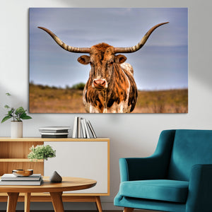 Texas Longhorn Wall Art Print, Framed Longhorn Cow Wall Art