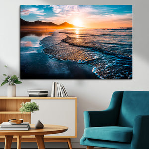 Sunset Beach Ocean Canvas Wall Art – Tranquil Ocean