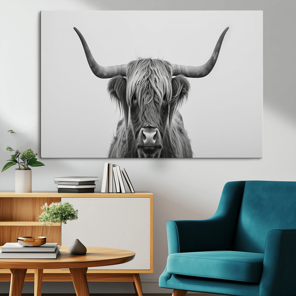 Farmhouse Longhorn Wall Art Canvas Print, Longhorn Texas