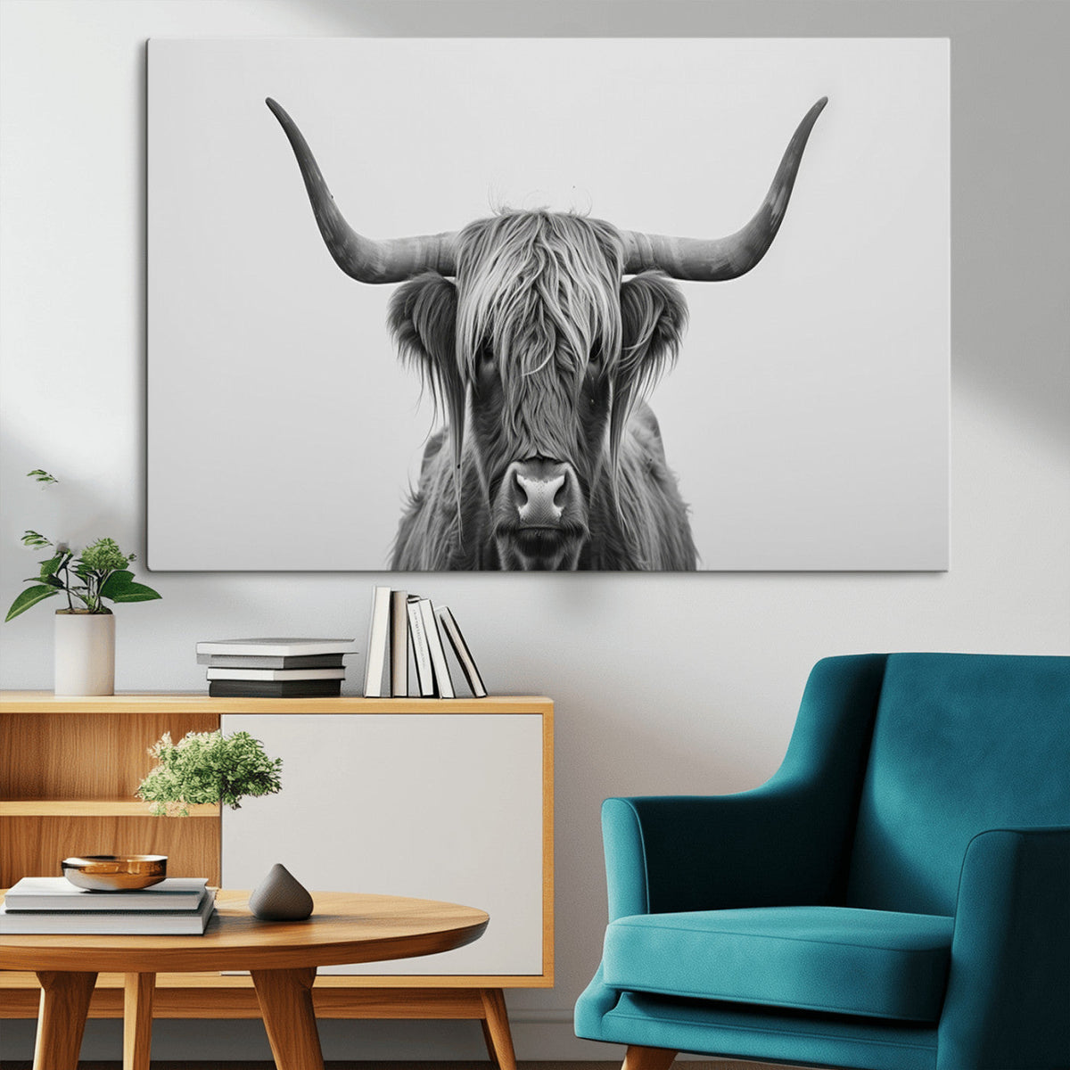 Farmhouse Longhorn Wall Art Canvas Print, Longhorn Texas