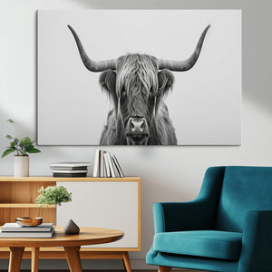 Farmhouse Longhorn Wall Art Canvas Print, Longhorn Texas