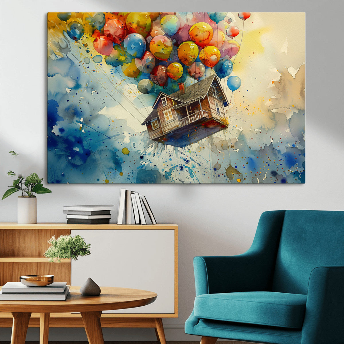 UP-Inspired Floating House with Balloons Canvas Art –