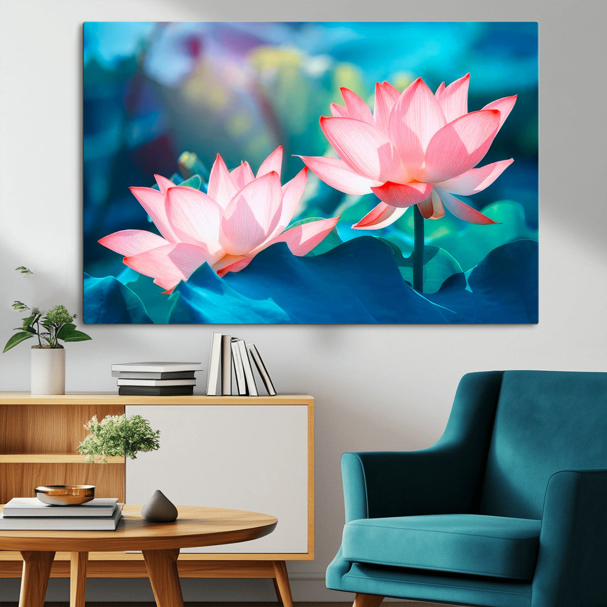 Pink Lotus Flower Canvas Wall Art | Vibrant Floral Wall