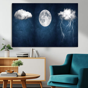 Dark Blue Cloud Art, 3 Piece Indigo Blue Wall Art, Aesthetic