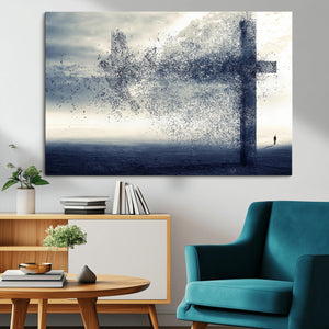 Jesus and the Fading Cross Wall Art Print – Symbol of Faith,