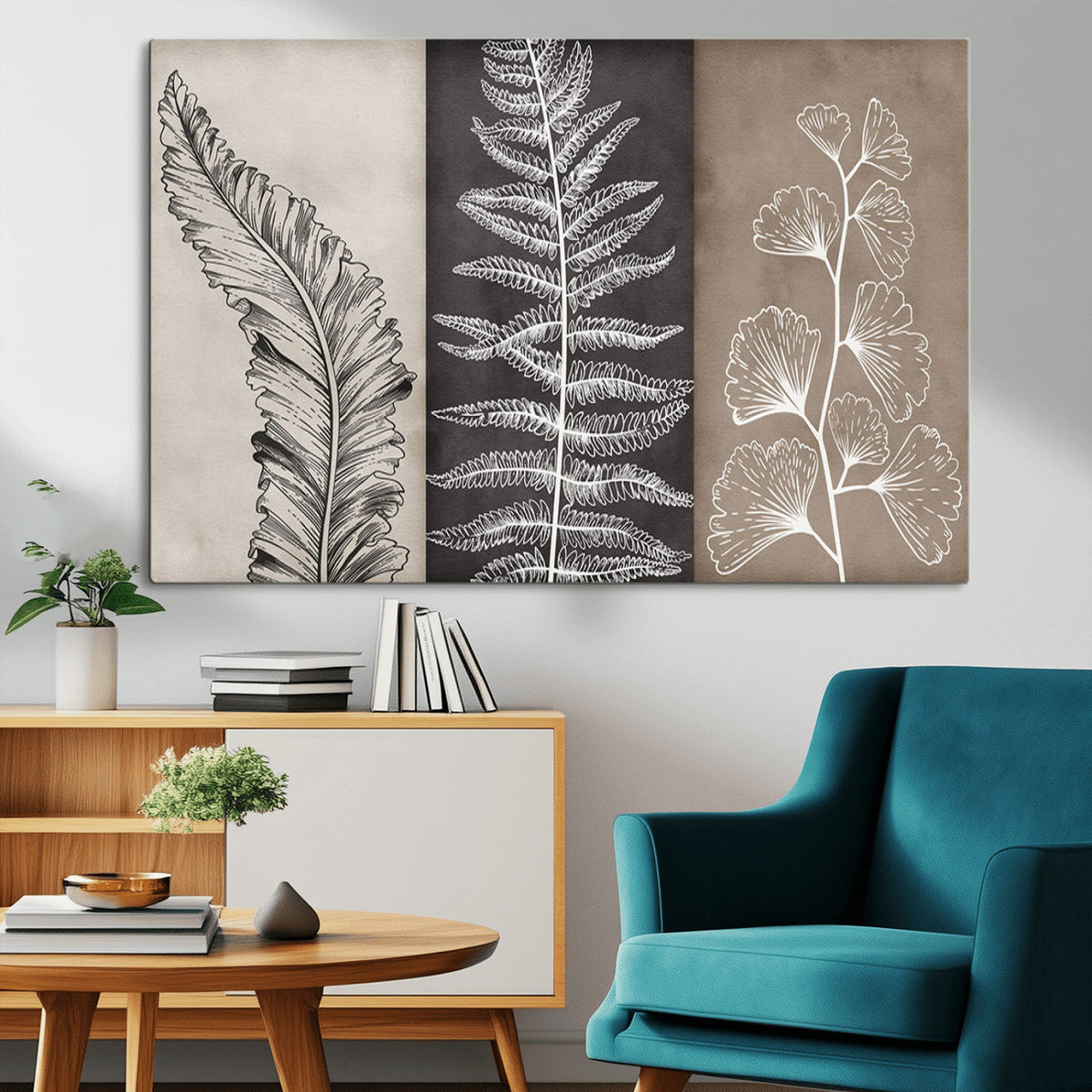 Minimalist Botanical Wall Art Canvas Print, Framed and Ready