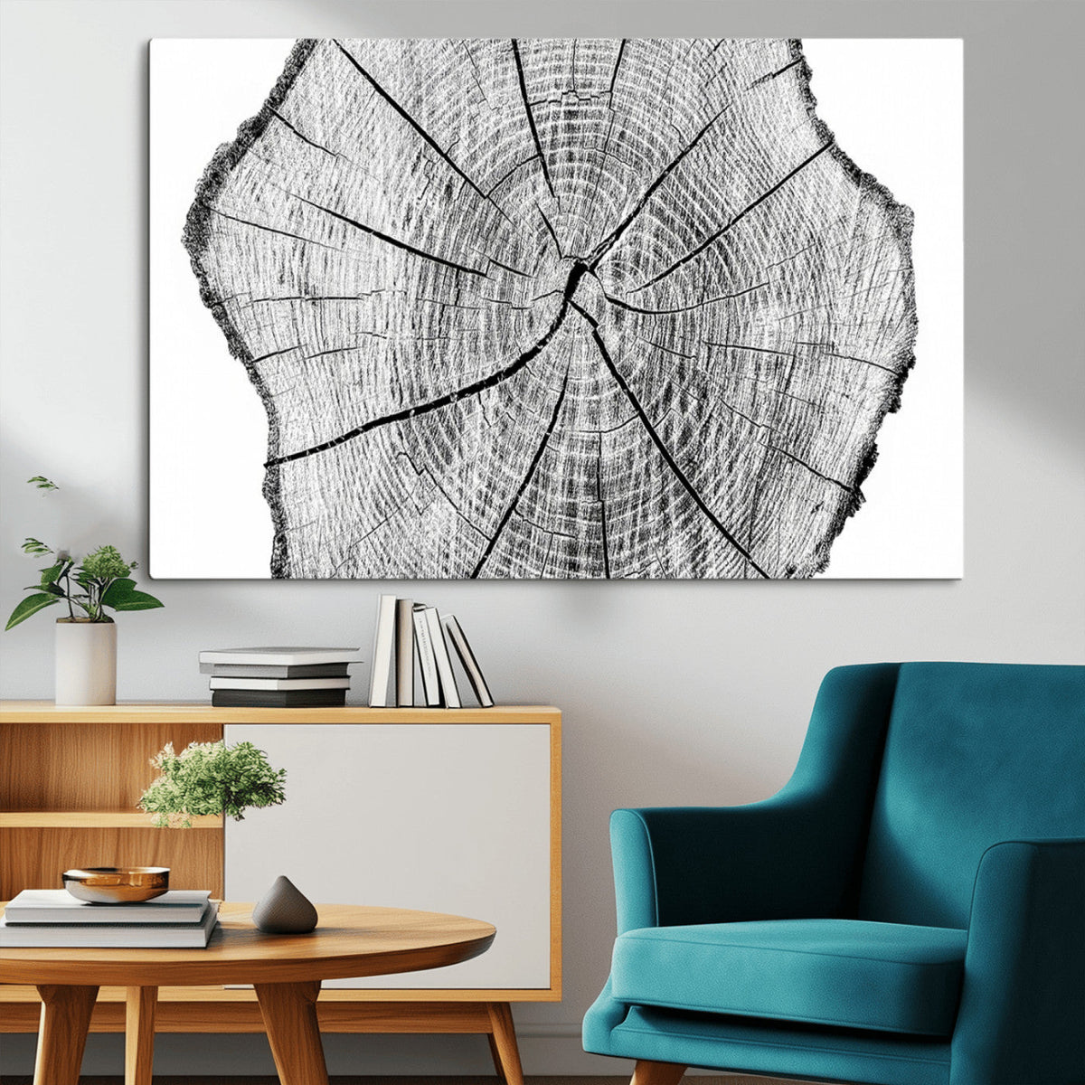 Rustic Tree Ring Wall Art Canvas Print – Framed and Ready to