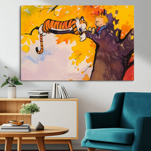 Calvin and Hobbes Tree Scene Canvas Print | 3 Panel Large