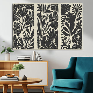 Modern Botanical Wall Art - Floral Black and White Canvas