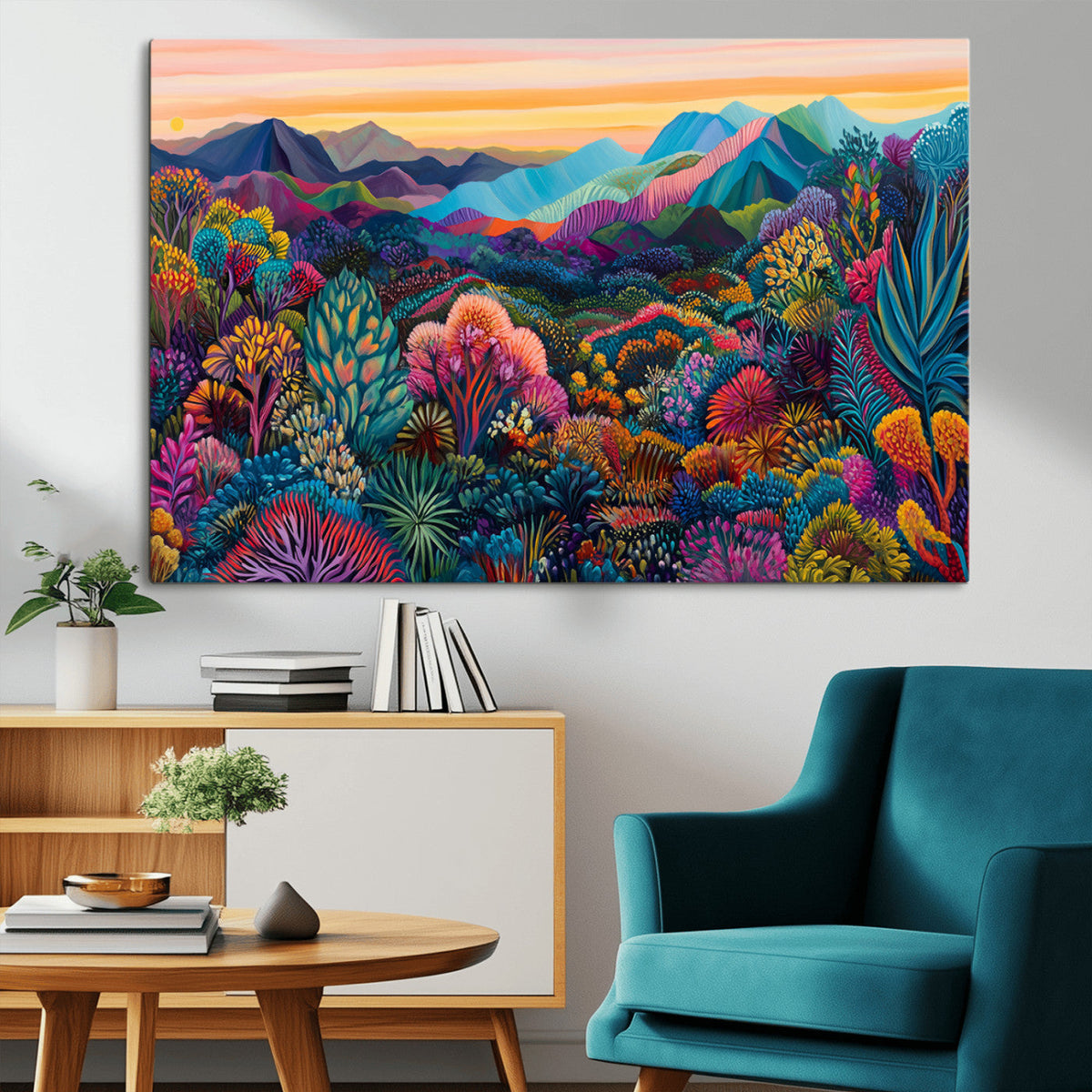 Colorful Abstract Landscape Wall Art Print Canvas - Vibrant