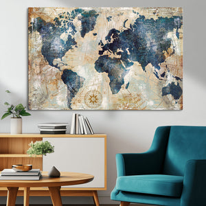 World Map Canvas Print – Framed Wall Art for Couples,