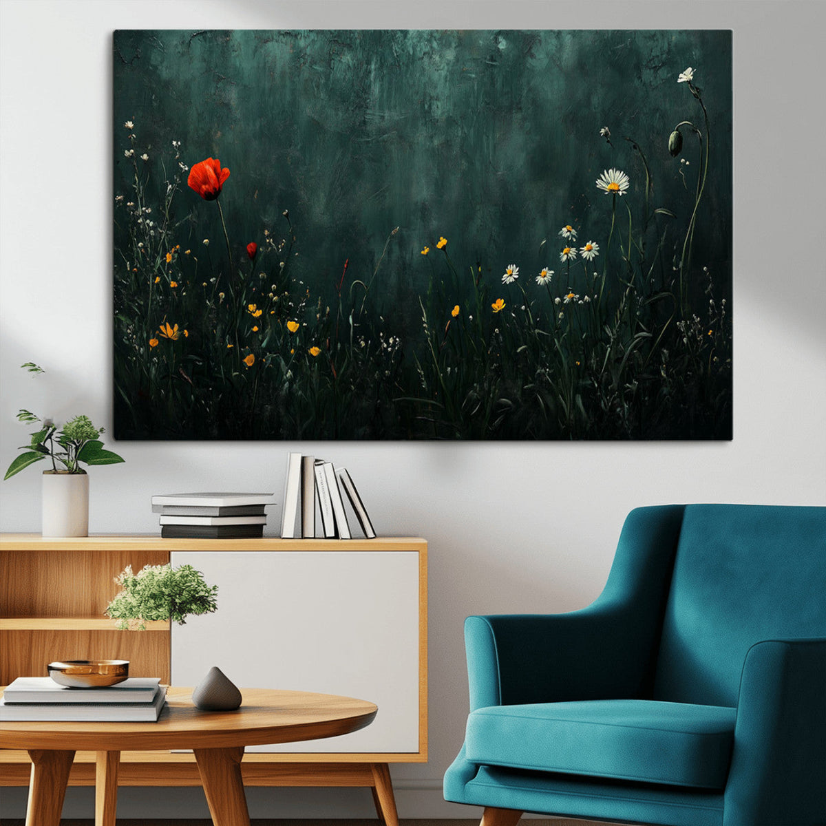 Wildflower Field Framed Wall Art, Vintage Botanical