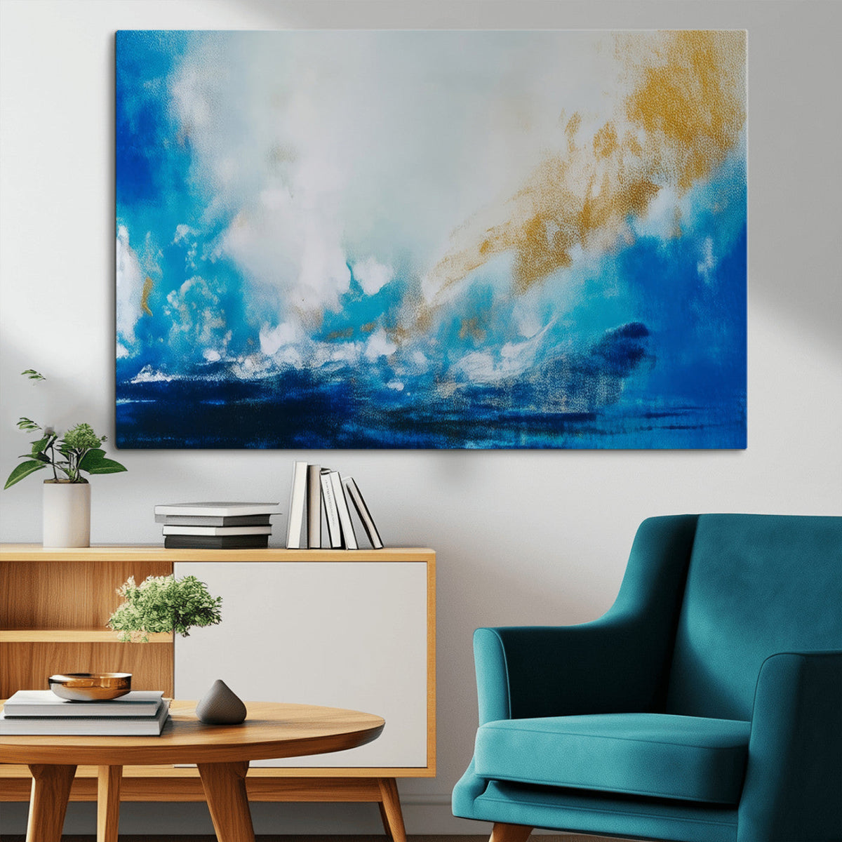 Blue Abstract Print - Dynamic Ocean-Inspired Canvas Wall Art