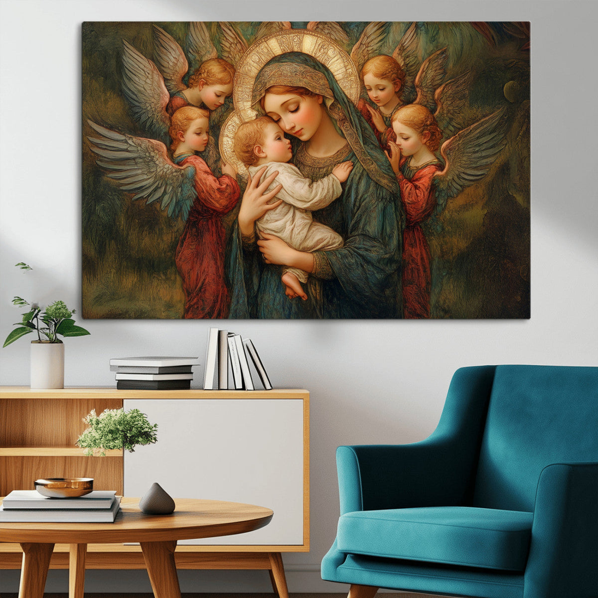 Mary Jesus Canvas Wall Art Print - Madonna and Child with