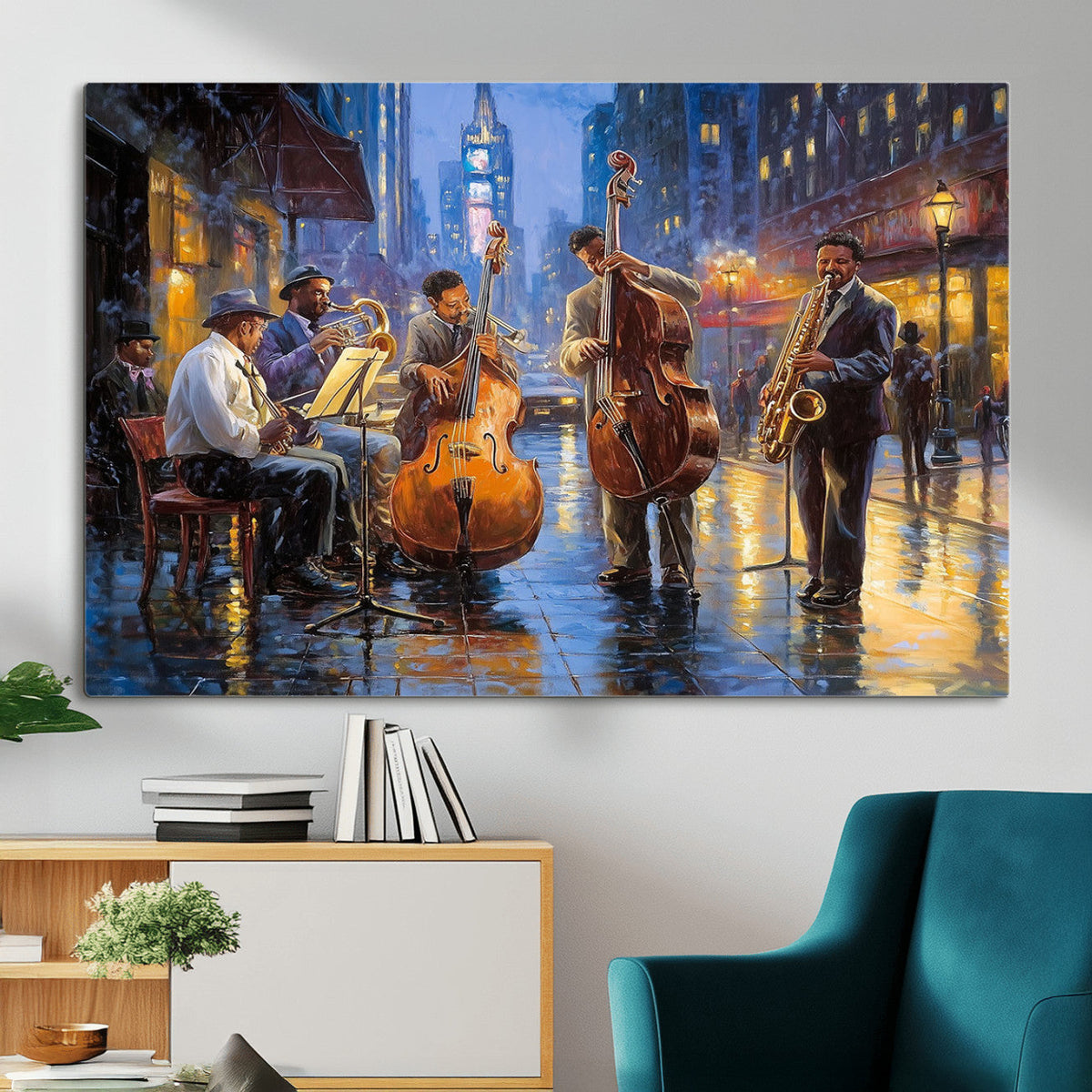 Colorful Jazz Wall Art - African American Music Canvas Print