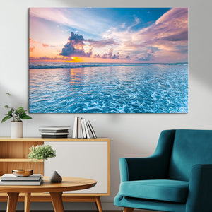Ocean Sunset Canvas Wall Art Print – Tranquil Seascape