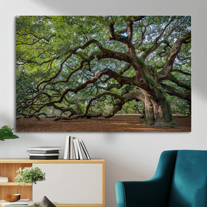 Historic Tree Wall Art – Framed Mossy Branch Canvas Artwork,