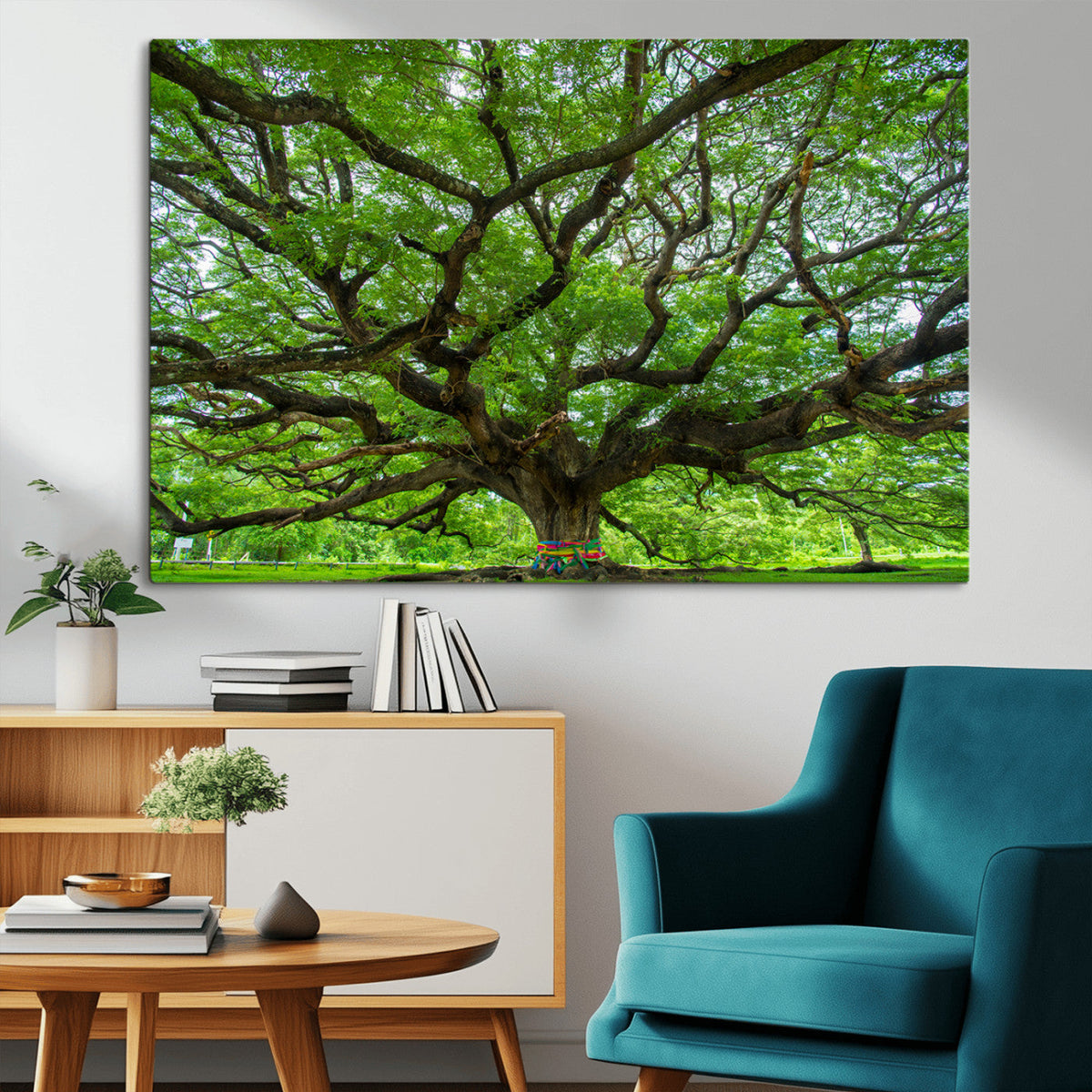 Oak Tree Wall Art Print, Forest Canvas Wall Art for Home and