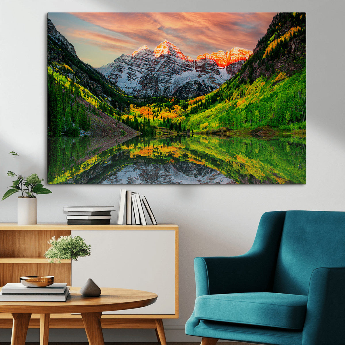 Maroon Bells Lake Wall Art Canvas Print – Framed Majestic