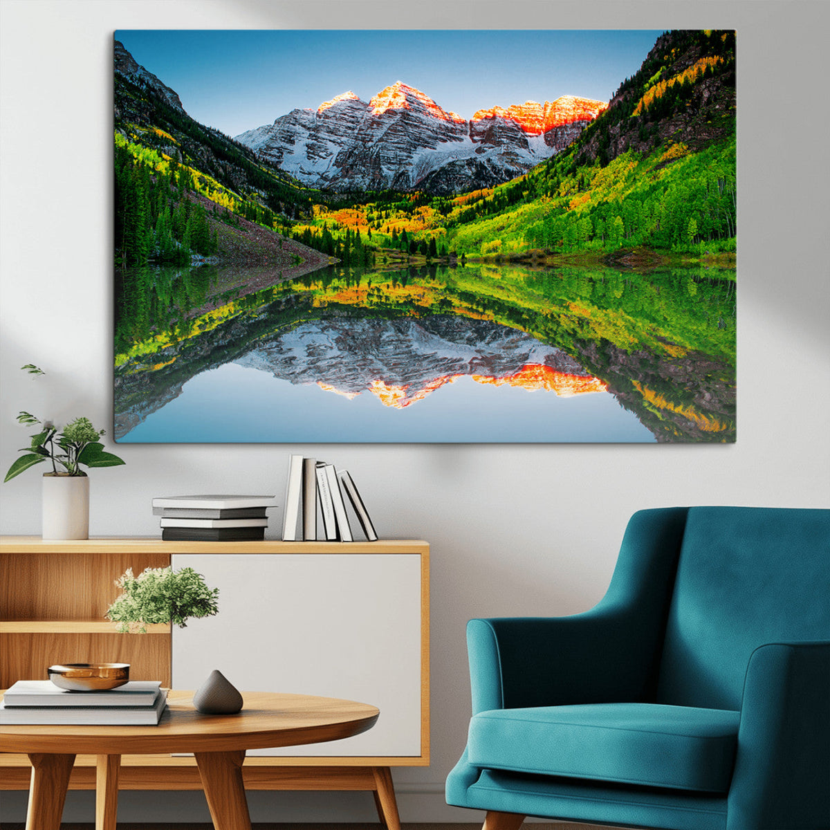 Maroon Bells Lake Wall Art Canvas Print – Framed Majestic