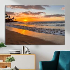 Tropical Beach Wall Art – Framed Sunset Ocean Canvas