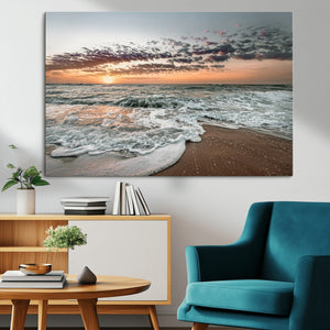 Ocean Sunset Wall Art Canvas Print – Framed Beach Waves