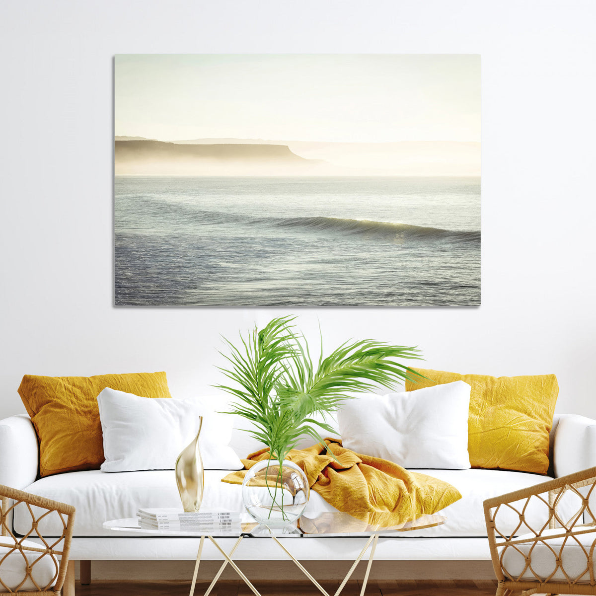 Coastal Cliffs Wall Art Canvas Print – Misty Ocean Seascape