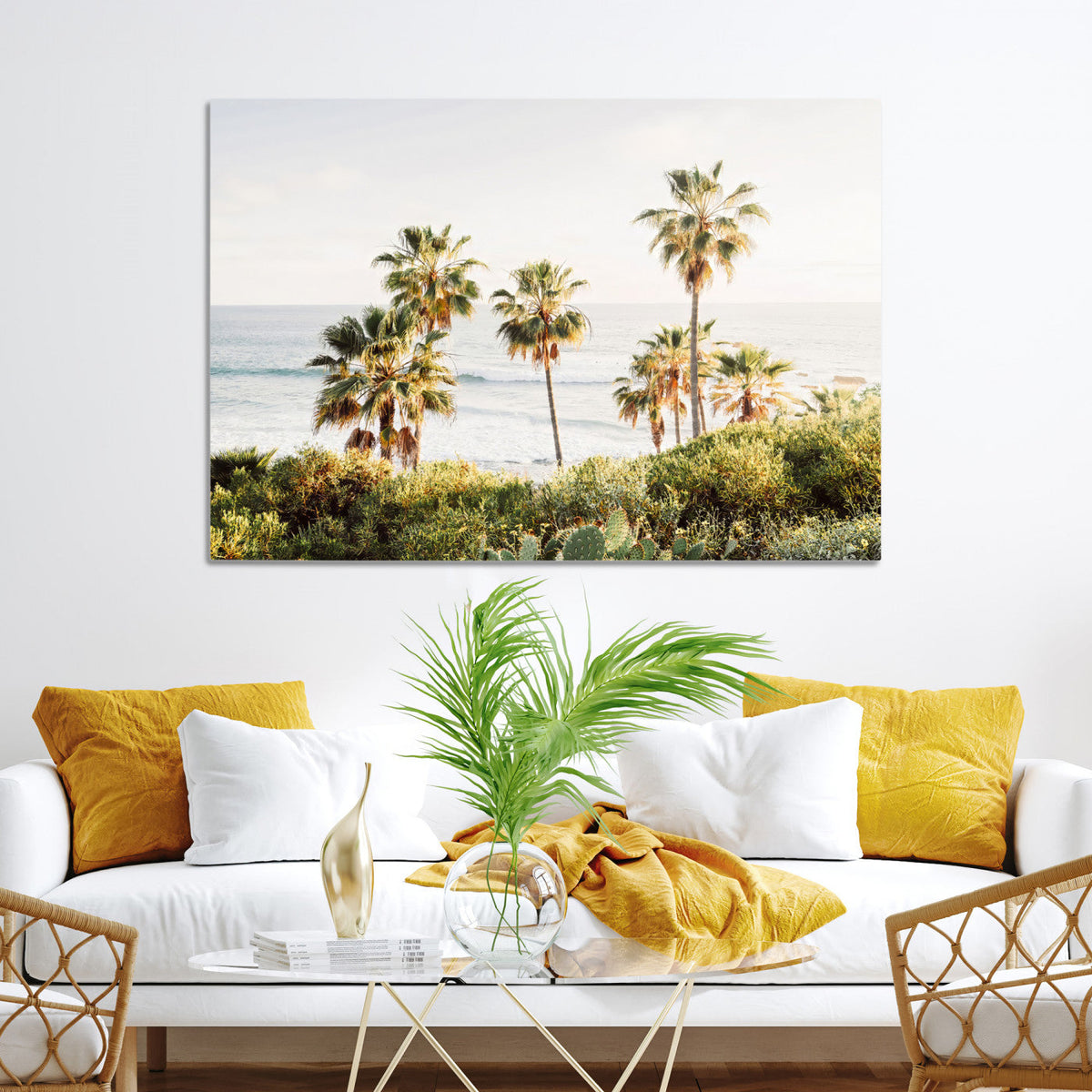 California Coast Palm Trees Wall Art Canvas Print – Framed