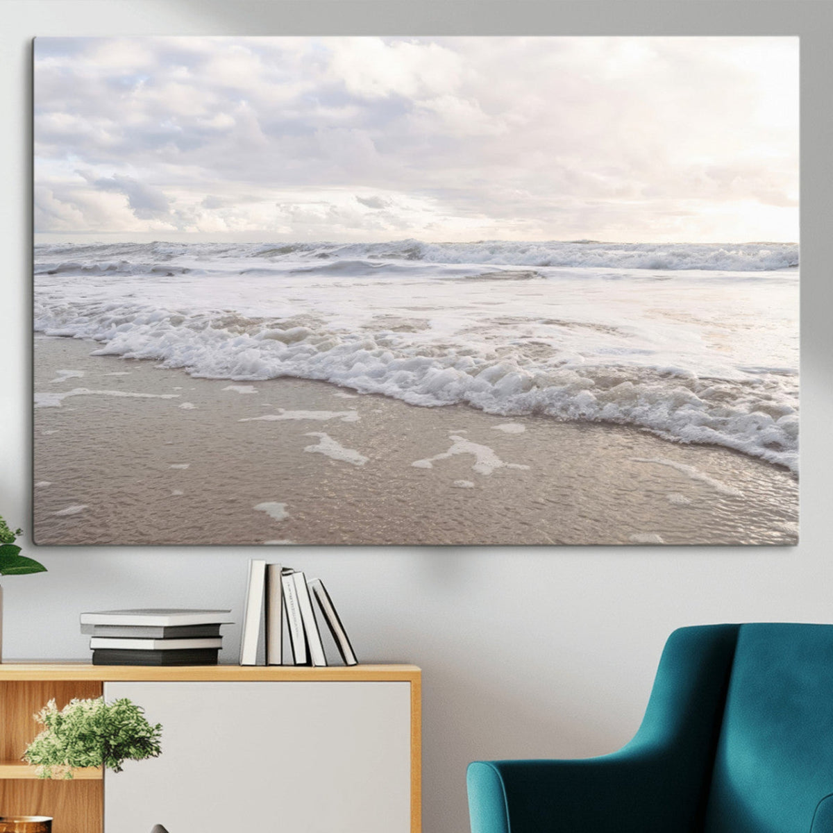 Ocean Waves Wall Art Canvas Print – Framed Coastal Shoreline