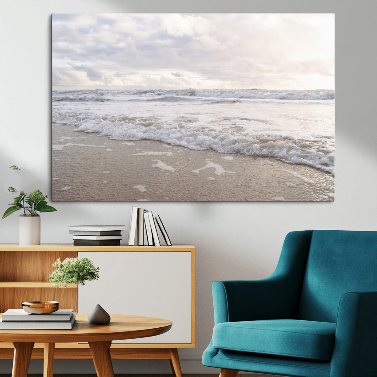 Ocean Waves Wall Art Canvas Print – Framed Coastal Shoreline