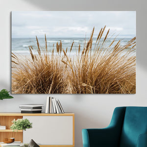 Beach Grass Wall Art Canvas Print – Framed Coastal Dunes Art