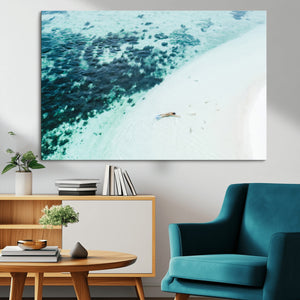 Minimal Beach Wall Art Canvas Print – Framed Ocean Swimming
