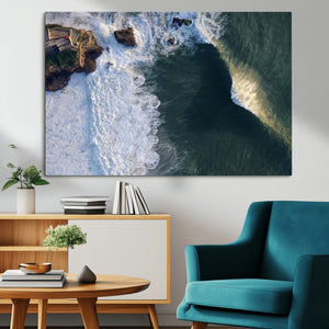Nazare Coast Wall Art Canvas Print – Framed Aerial Ocean Art