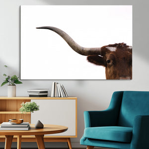 Texas Longhorn Wall Art Canvas Print – Framed Minimalist Cow