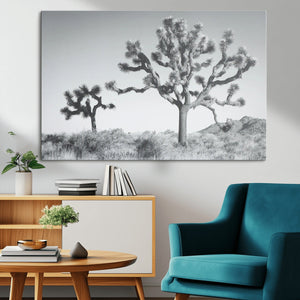 Joshua Tree Wall Art Canvas Print – Black and White Desert