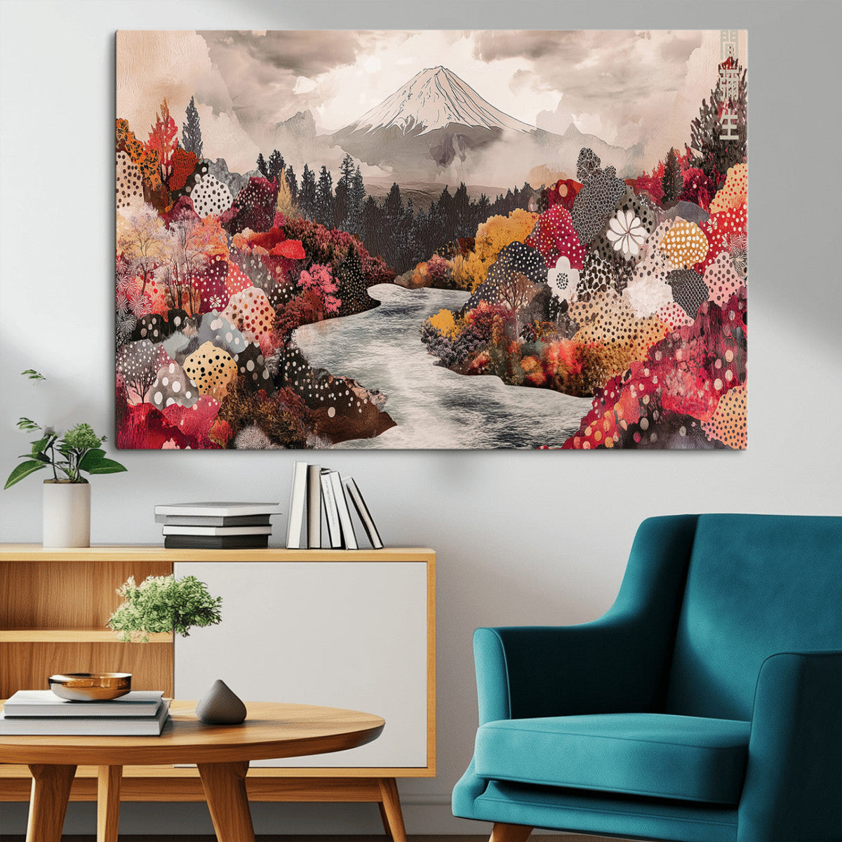 Mountain Wall Art Canvas Print – Framed Autumn Forest