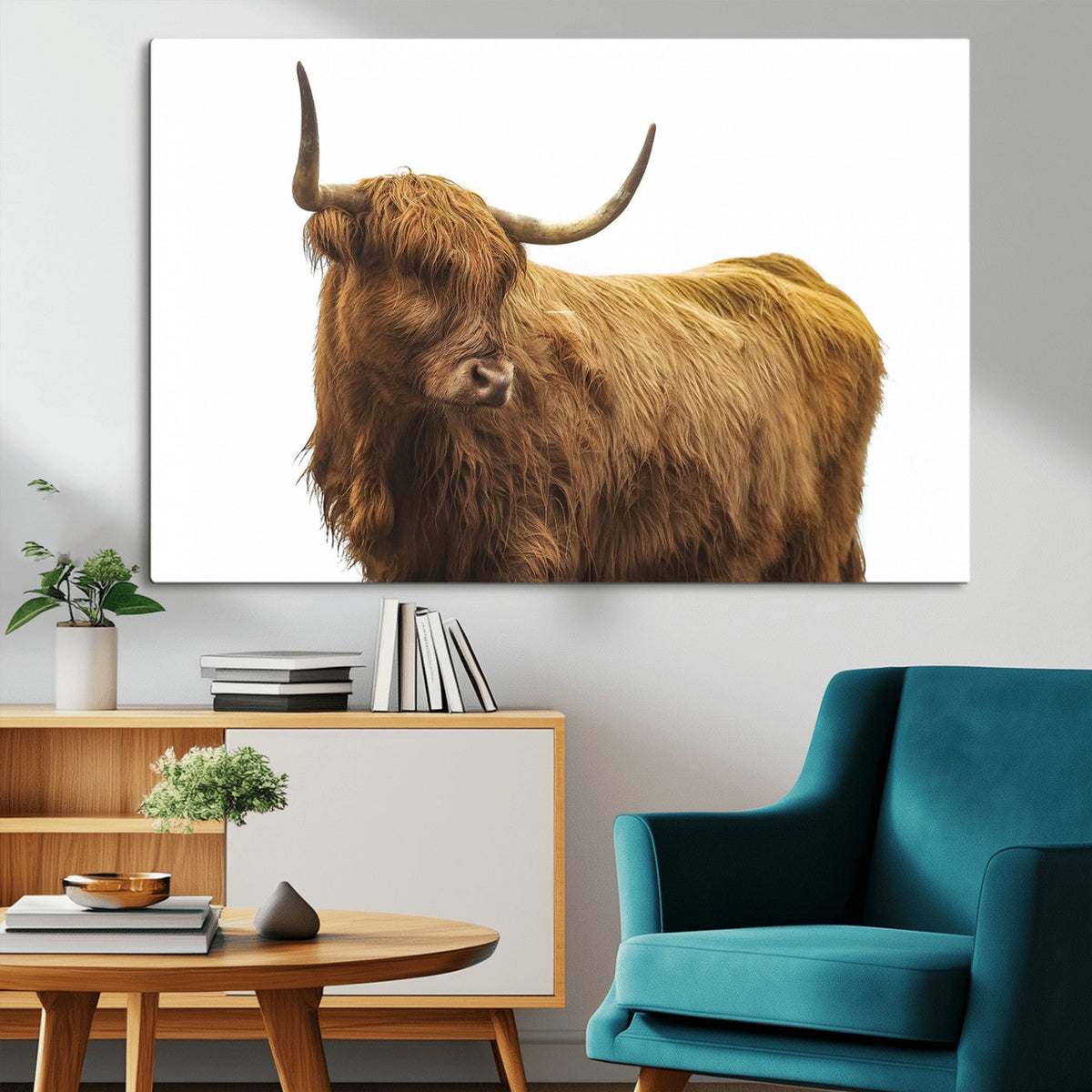 Highland Cow Wall Art Canvas Print – Framed Farmhouse Rustic