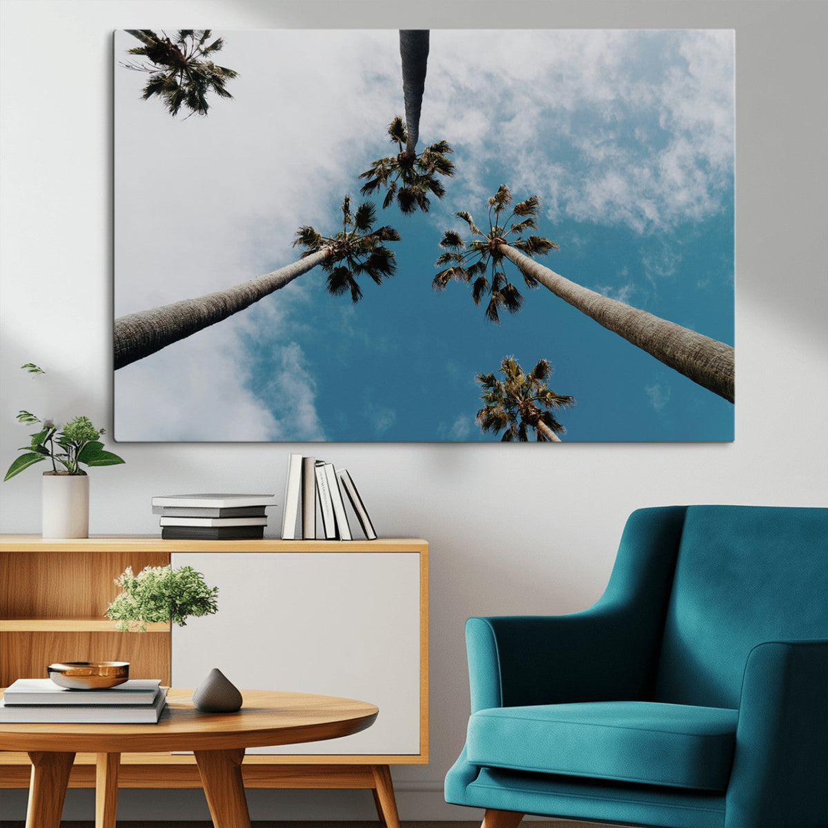 Tropical Palm Trees Wall Art Canvas Print Framed California
