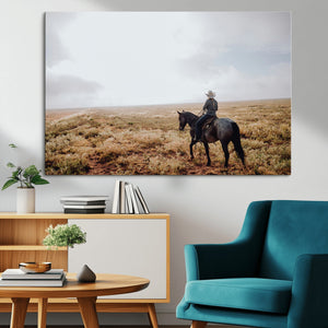 Cowboy Wall Art Canvas Print – Framed Western Ranch Scene