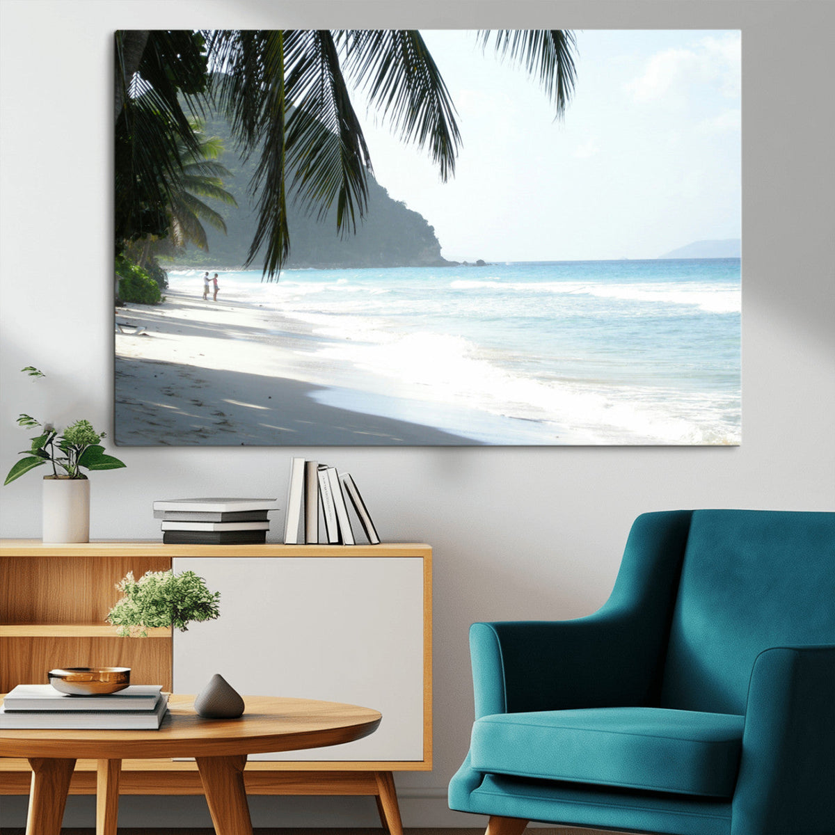 Tropical Beach Wall Art Canvas Print – Framed Serene Ocean