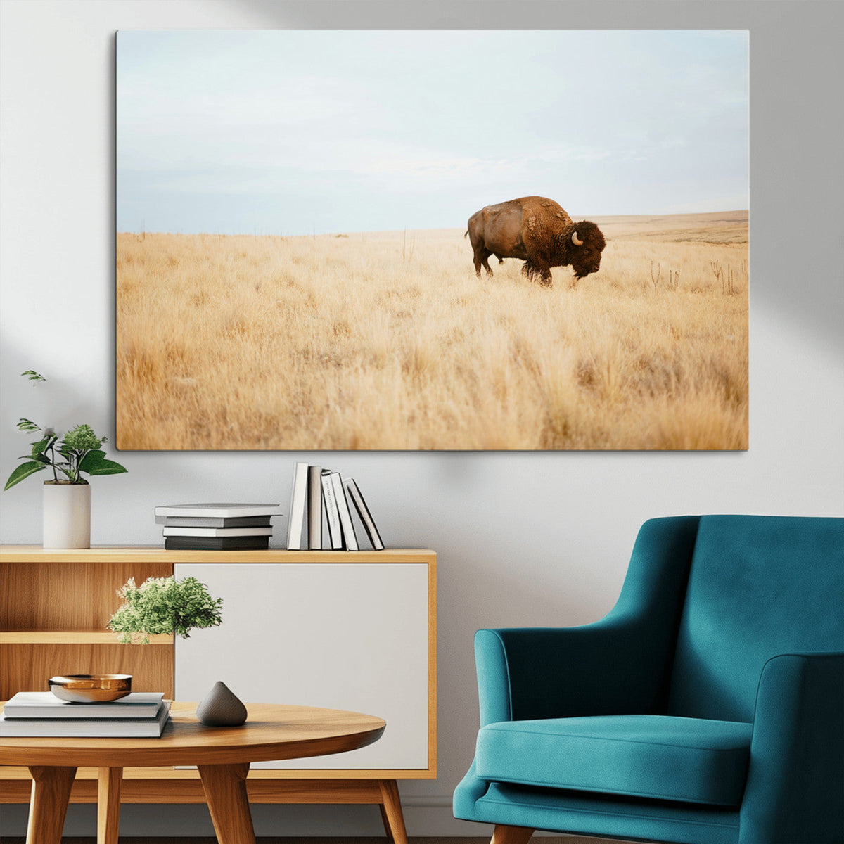 Buffalo Wall Art Canvas Print – Framed Western Wildlife