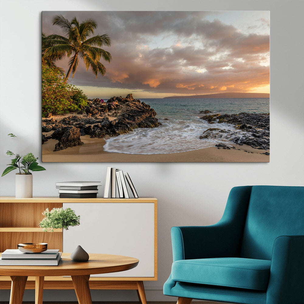 Tropical Beach Wall Art Canvas Print, Vibrant Hawaiian