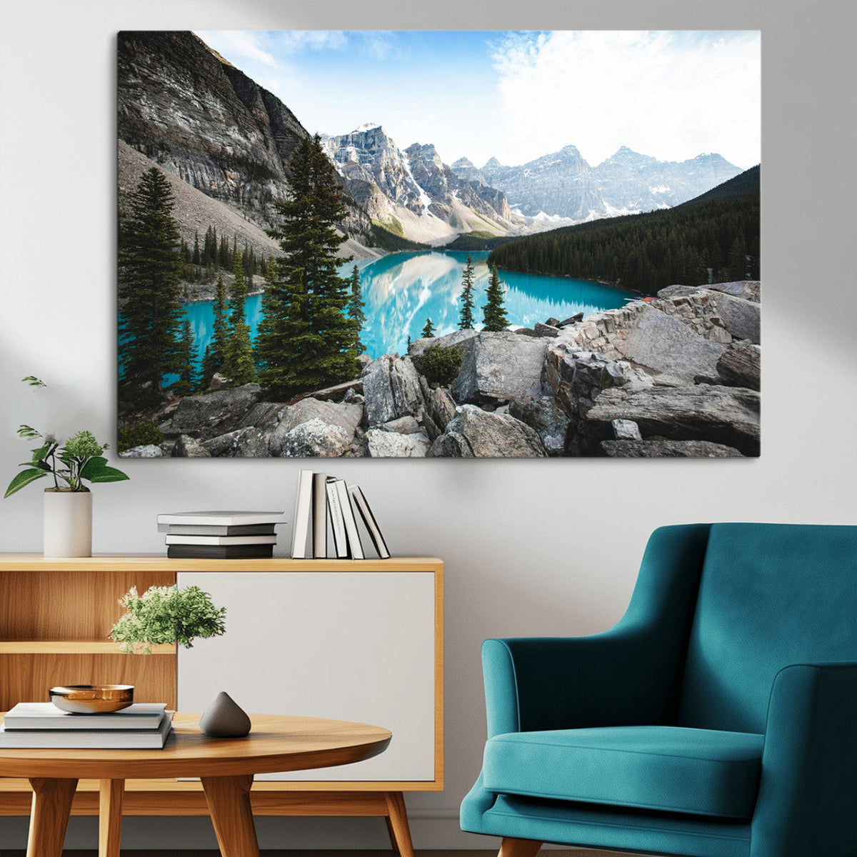 Canadian Rockies Wall Art Canvas Print – Framed Mountain