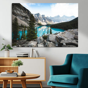 Canadian Rockies Wall Art Canvas Print – Framed Mountain