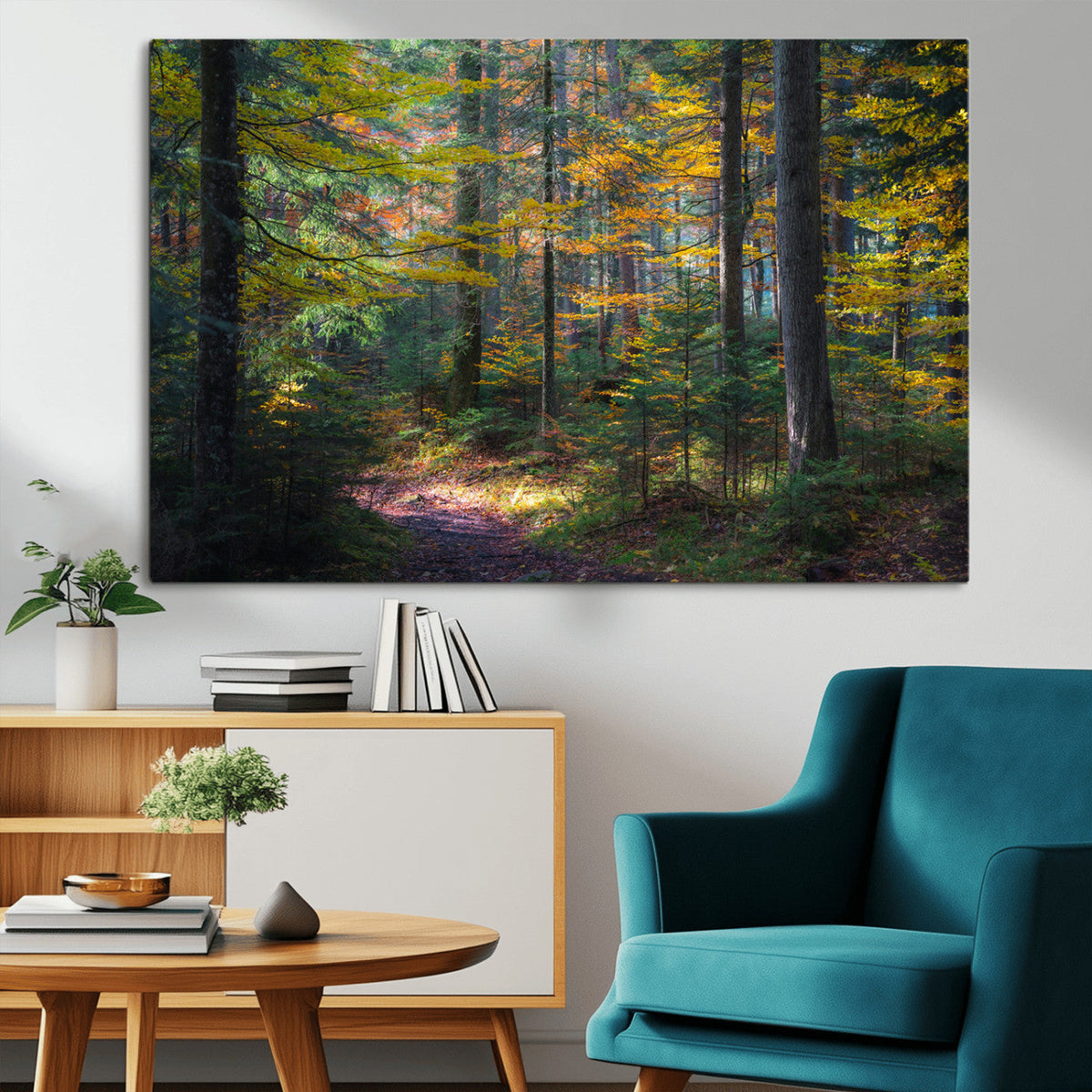 Autumn Forest Wall Art Canvas Print – Framed Fall Woodland