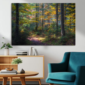 Autumn Forest Wall Art Canvas Print – Framed Fall Woodland
