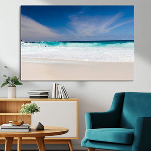 Ocean Breeze Wall Art Canvas Print, Aqua Waves and Coastal