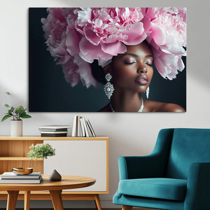 Black Beauty Petal Crown Wall Art Canvas Print – Floral